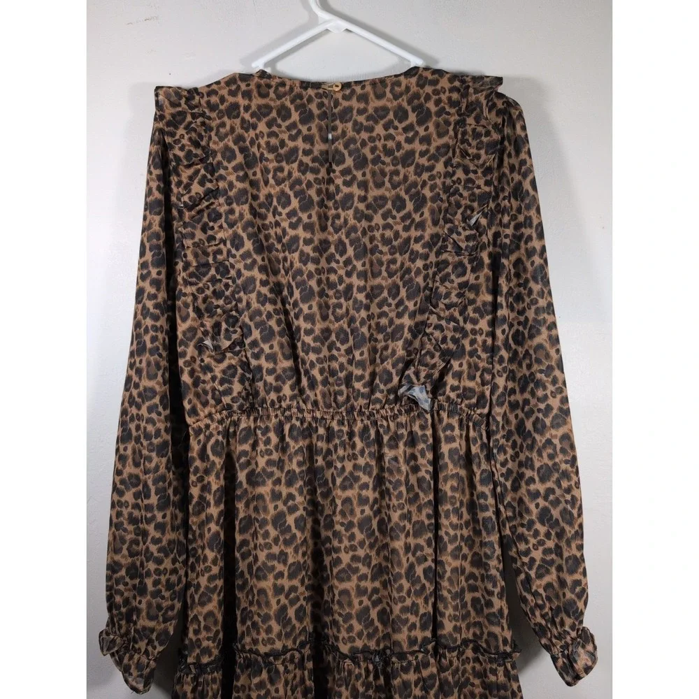Three Birds Nest Womens Maxi Dress Womens Sz M Tiered Boho Animal Print